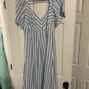 A New Day Sky Blue and White Striped Top